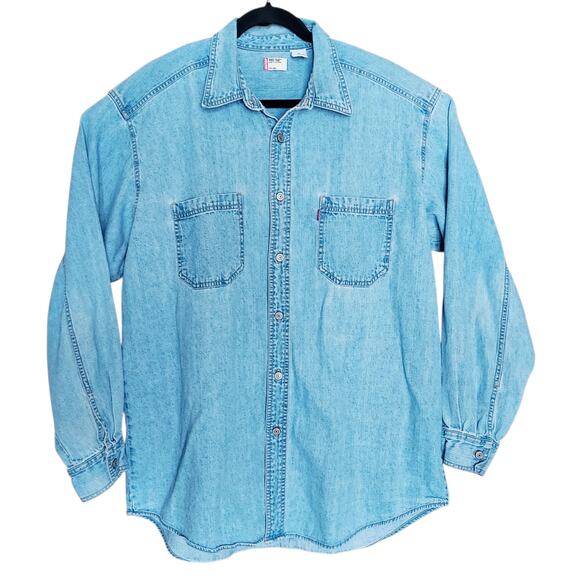 Vintage Y2K Levi's Red Tab Light Blue Chambray Denim Men's L/S Shirt Size Large - Picture 1 of 5